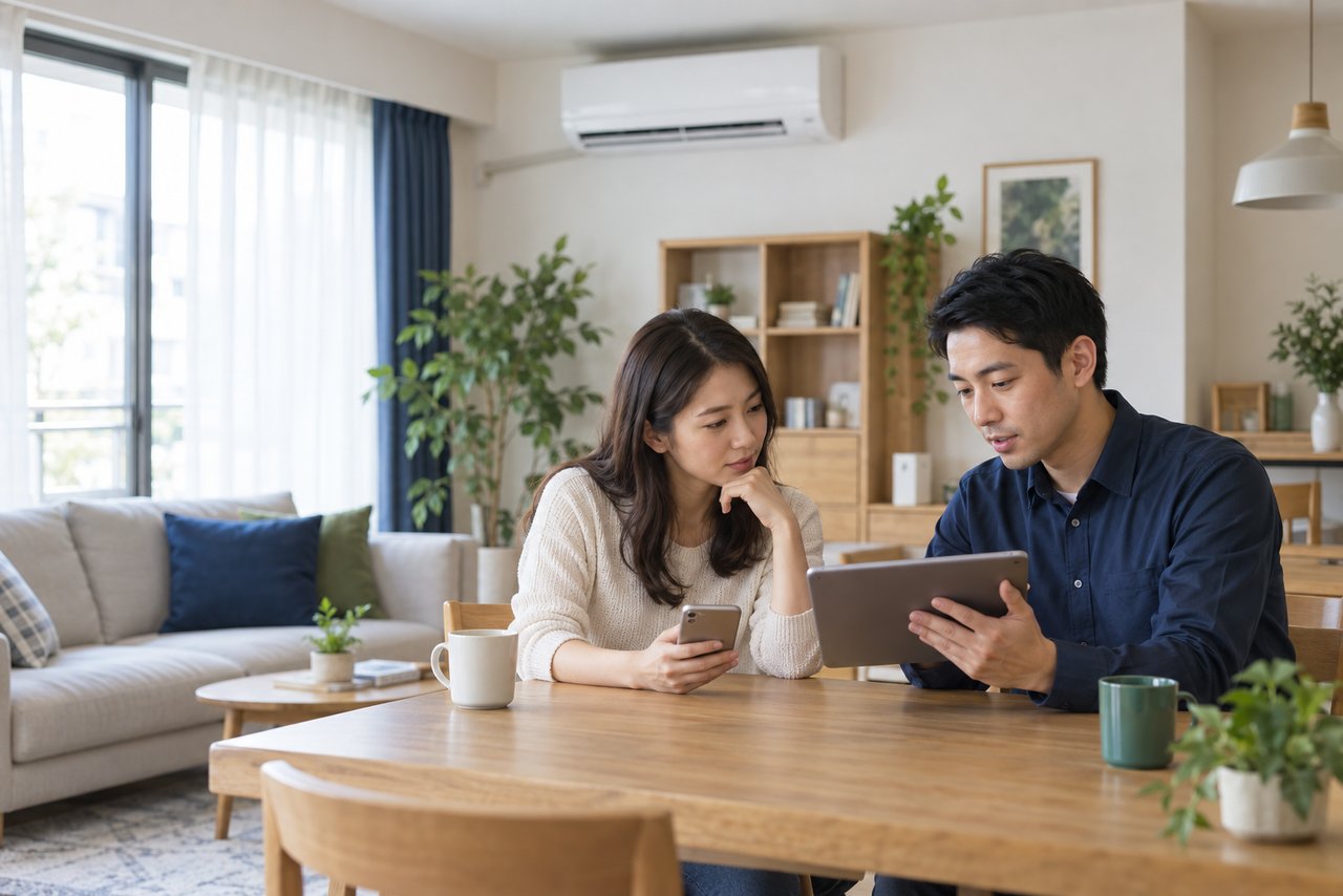 住户与服务顾问沟通家电问题的 AI 场景示意，非商家实拍